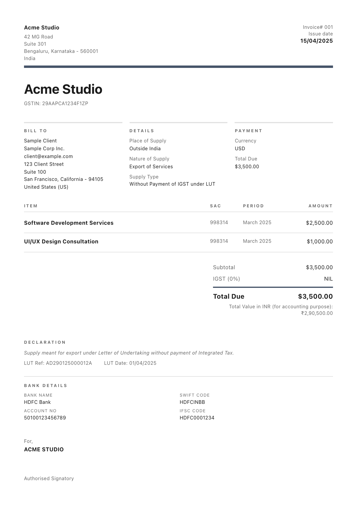 Modern invoice template